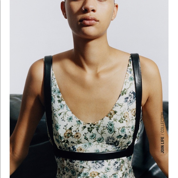 Zara Satin Effect Print Dress - Picture 2 of 10